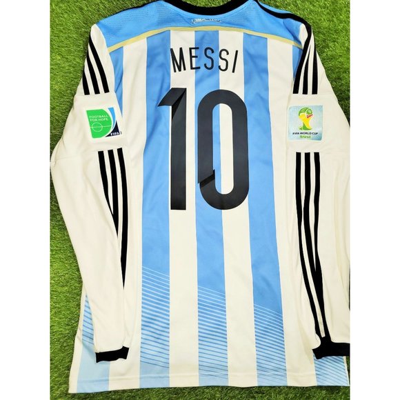 Messi Argentina 2014 WORLD CUP SEMIFINAL Long Sleeve Soccer Jersey Shirt L SKU# - Picture 2 of 9